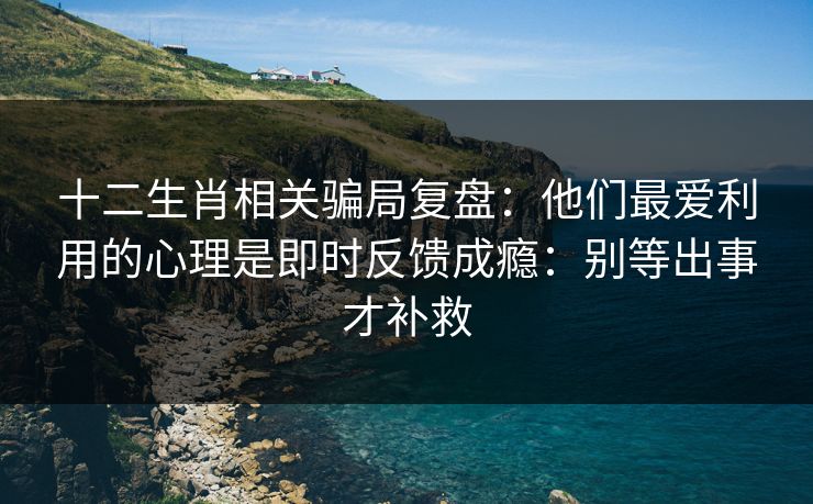 十二生肖相关骗局复盘:他们最爱利用的心理是即时反馈成瘾:别等出事才补救 十二生肖相关骗局复盘:他们最爱利用的心理是即时反馈成瘾:别等出事才补救