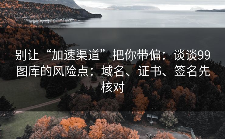 别让“加速渠道”把你带偏:谈谈99图库的风险点:域名、证书、签名先核对 别让“加速渠道”把你带偏:谈谈99图库的风险点:域名、证书、签名先核对